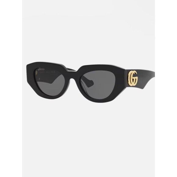 Gucci Black Cat-Eye Sunglasses with Gold Double G main image 5